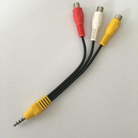 AV Cable, 3.5mm 4 Cores Stereo to 3 RCA Jack