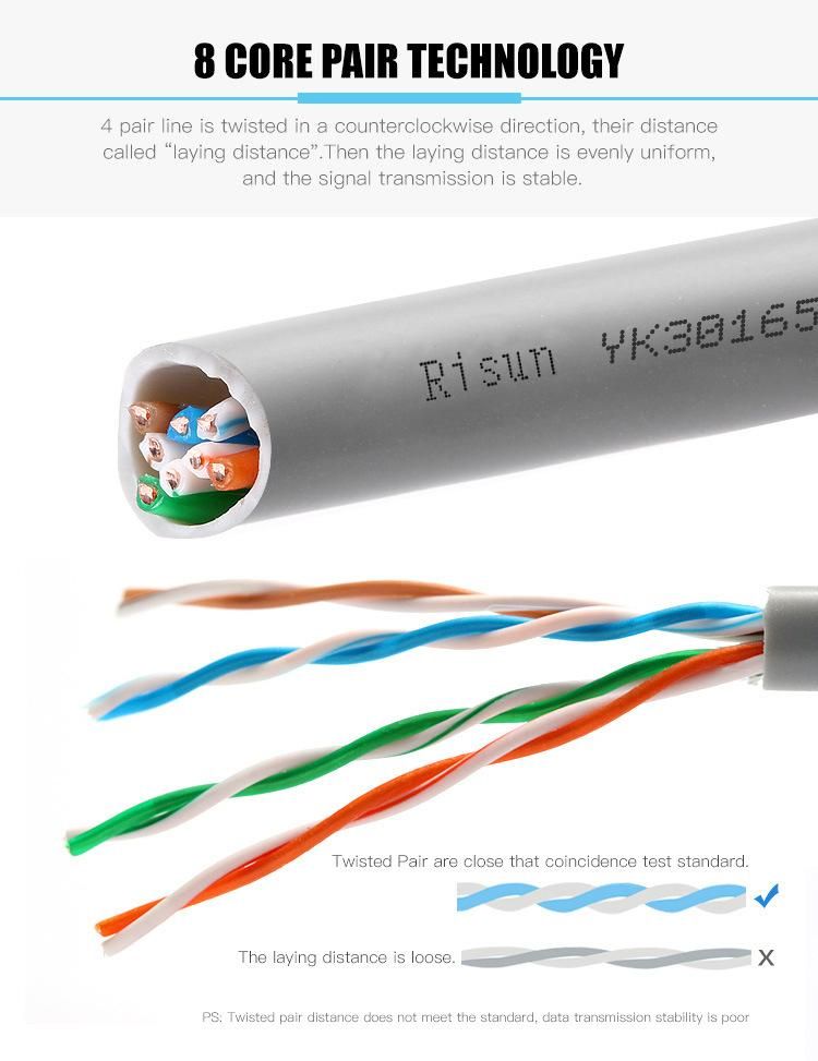 Internet Provider 305m Roll Fluke Passed UTP Cat5e Communication Cable