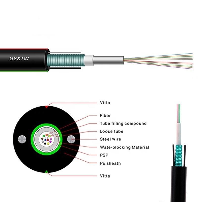 Communication Single/Multi Mode Outdoor Armored/Amoured Duct Fiber Optic/Optical GYXTW Cable