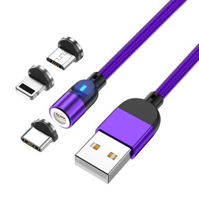 New Upgraded 540 Rotation 3A USB C Data Sync Cable Micro V8 Magnetic USB Charging Cable 3 in 1 Magnetic USB Cable