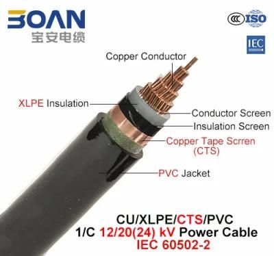 Cu/XLPE/Cts/PVC, Power Cable, 12/20 (24) Kv, 1/C (IEC 60502-2)