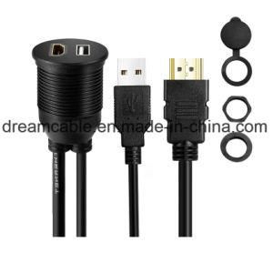 Waterproof Car Dashboard USB2.0+HDMI Extension Cable 1m