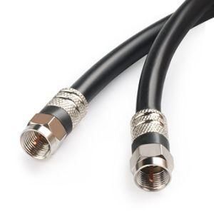 Digital Coaxial Cable Quad Shielded Black RG6 Cable with Female Connectors