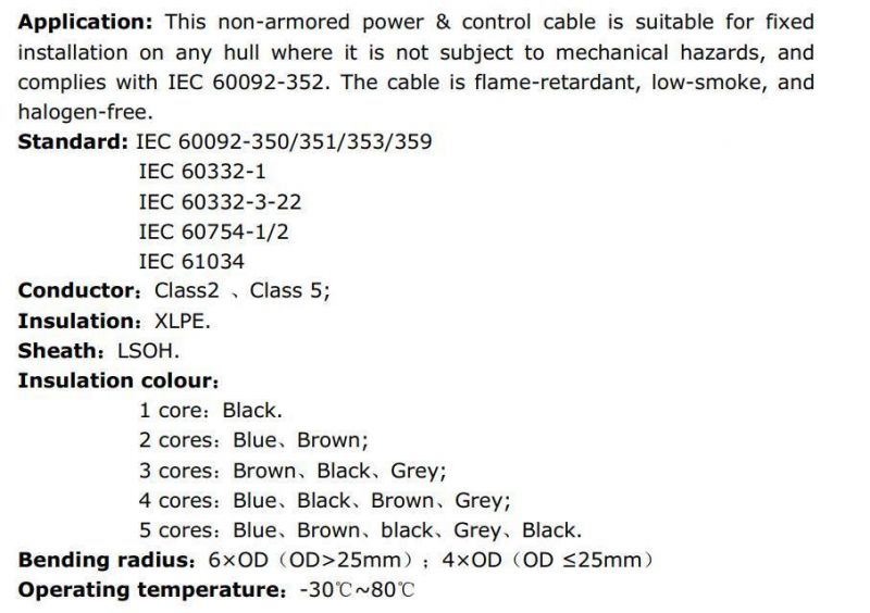 H05vvf Steel Wire Rope Epr/XLPE/PVC/Nr+SBR Insulated Shipboard Power Fine Strand Battery Welding Marine Boat Electric Aluminium Cable