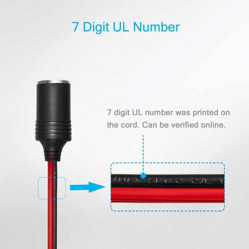 Cigarette Lighter Outlet 3FT + Eyelet Terminal Plug Power Supply Cord