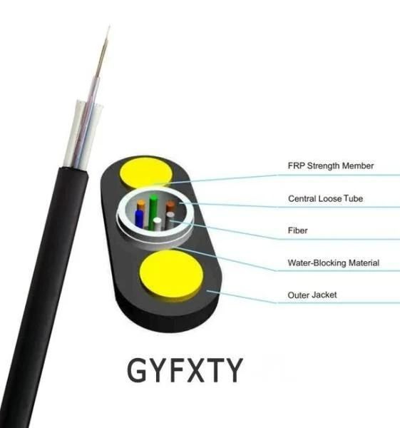 FTTH Drop Fiber Optic Cable Central Loose Tube Fiber Optic Cable GYFXTY