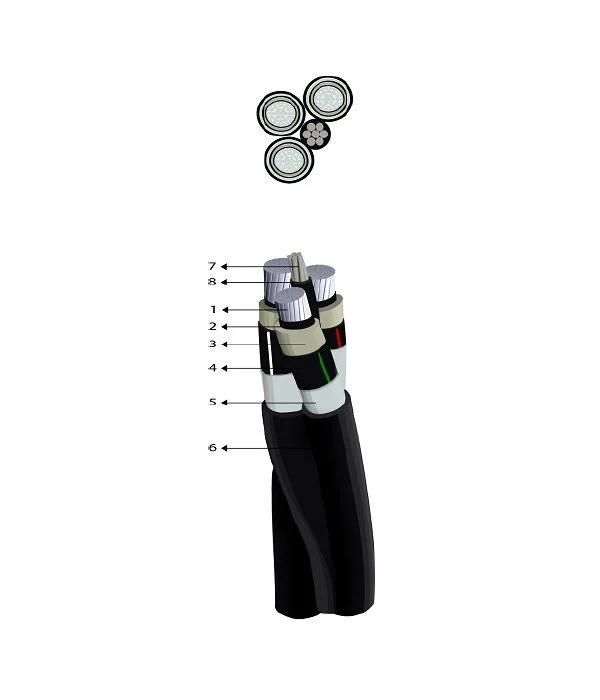 Cable Tripolar De Aluminio Autoportante 8.7/15 Kv Na2xsa2y-S De 3X1X185mm2