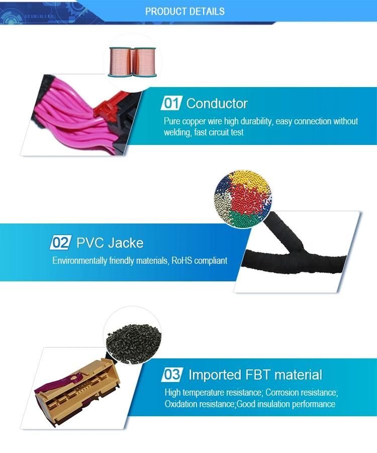 Customized 3m Round Jacketed 28 AWG Flat Cable Wire Harness
