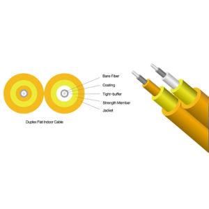 Duplex Flat Indoor Optical Fiber Cable Sm/Om2/Om3/Om4 PVC/LSZH Jacket