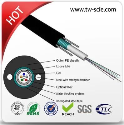 2/4/6/12 Core G652D Fiber Optic Cable GYXTW for Aerial Installation