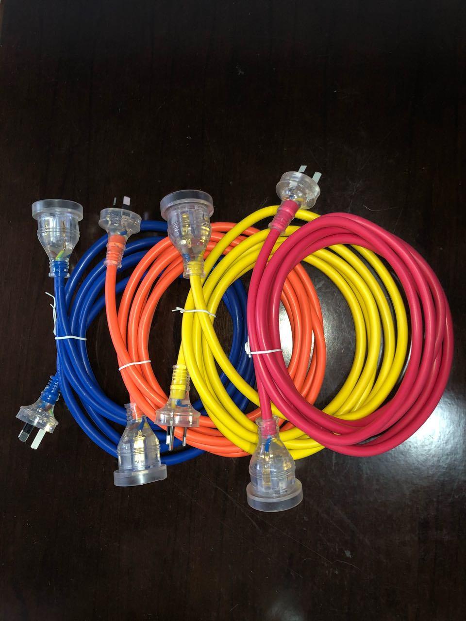 Australia Transparent Three Pins Extension Cord with SAA Certification