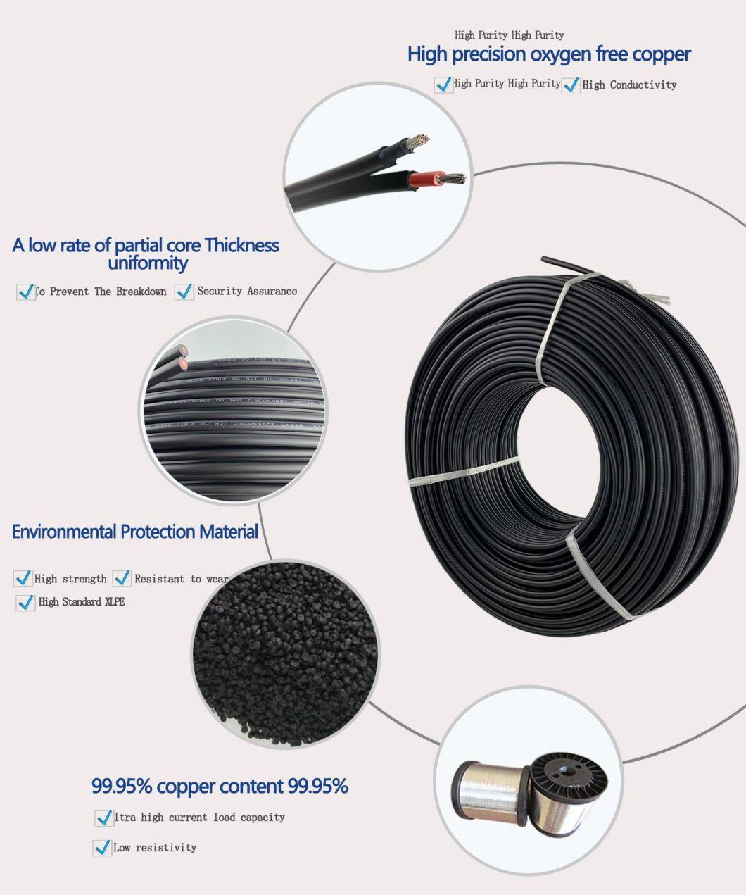 High Quality Tinned Copper Double Core Solar Cable 2*4mm TUV Approved
