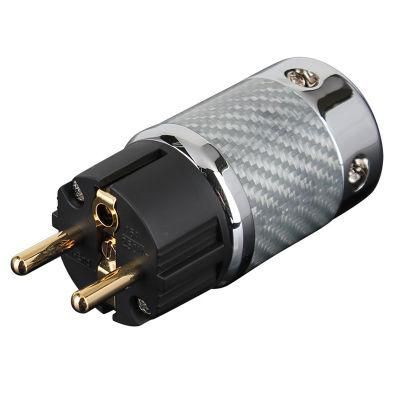 OEM/ODM Hi-End Audio Grade EUR Schuko Power Plug Rhodium Plated Female Terminal Adapter Cable