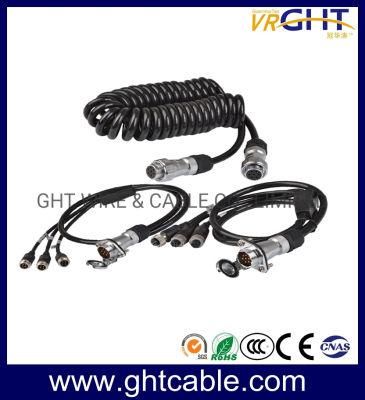 7 Core Spring Wire Trailer Cable, 7 Pin Truck Electric Coiled 4p Aviation Connector Camera Semi-Trailer Spiral Cable