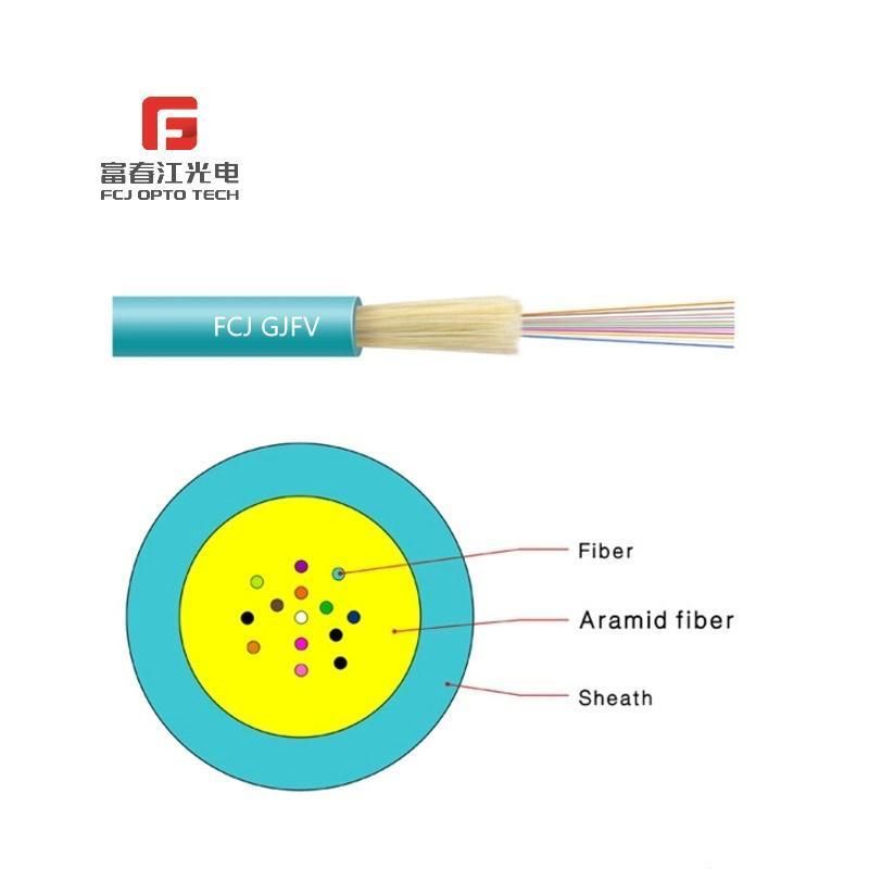 High Speed Low Attenuation Good Anti-Interference Gjfv Indoor Single / Multi Core Aramid Yarn Strength Member Fiber Optic Cable