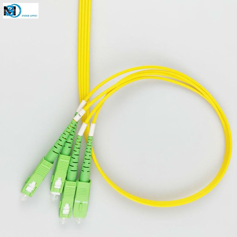 Sc/APC Fiber Optic Pigtail 4core Quadplex Flat Yellow Color for FTTH