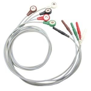 Portable 5 Leads Medical Holter ECG Cable with Aha/IEC Clip/Snap Leadwires