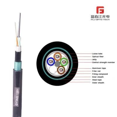 Outdoor Single Mode Duct G652D FRP Strength Member 12 24 48 96 Core Optical Fiber Cable Fibra Optic GYFTY