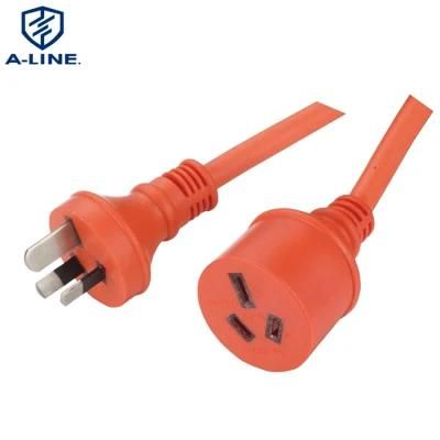 SAA Approved Australian Orange Extension Cord with 15A Power Cord and 250V Socket