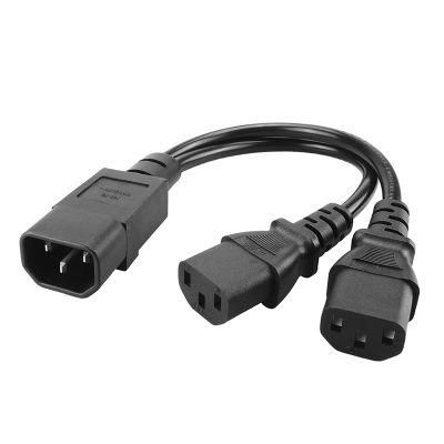IEC 320 C14 to Double Dual C13 Y Split Power Cord, IEC 320 3Pole Male to 2 Female Y Adapter Cable 1FT