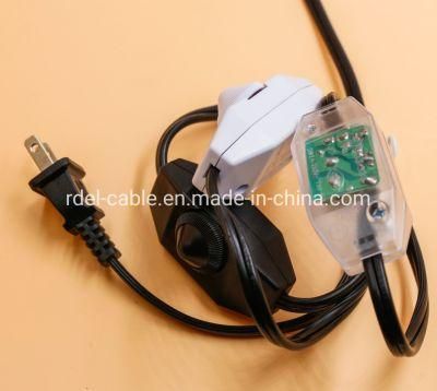 USA 2 Pin Plug to E12 Lamp Socket Lamp Power Cord with Dimmer Switch