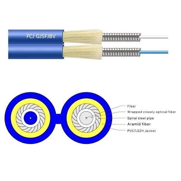 Multi Fiber Armored Optical Fiber Cable a Layer of Stainless Steel Wires Aramid Cable Gjsfjbv