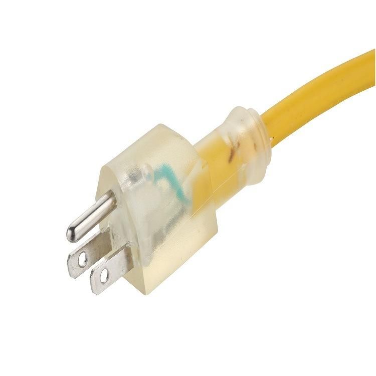 UL Approved Us Heavy Duty 3 Prong NEMA5-15p Transparent Extension Cord