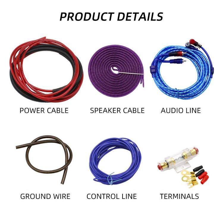 Popular 4/6/8/10ga Car Amplifier Wiring Kit High Quality Refit Cable Kit with Fuse Holder