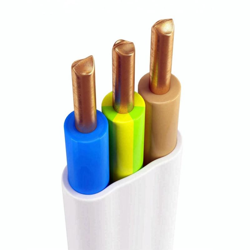 0.75-10mm 2/3 Cores Copper Conductor Environmental PVC Insulated PVC Sheathed Flat Cables