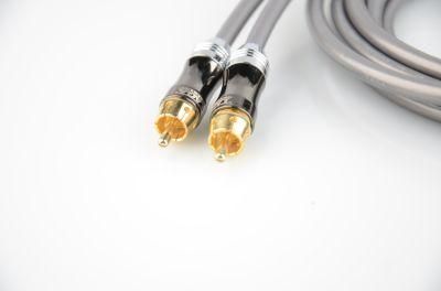Silvery Customized 2RCA Flexible Audio Cable with High Quality