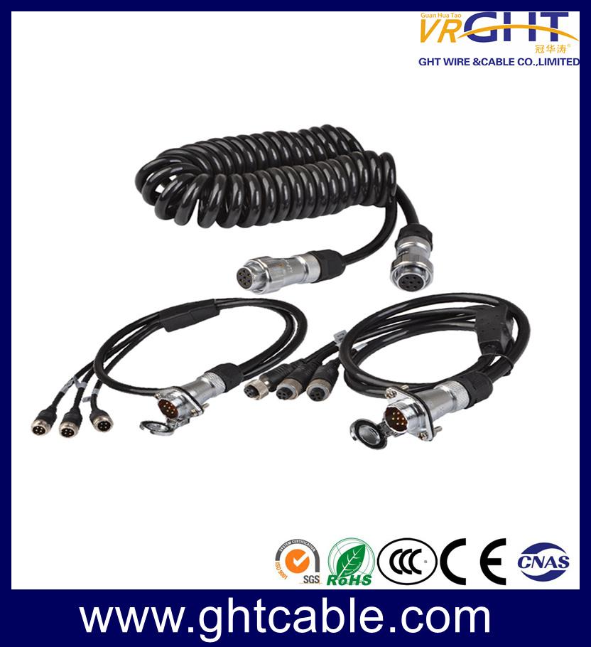 7 Core Spring Wire Trailer Cable, 7 Pin Truck Electric Coiled 4p Aviation Connector Camera Semi-Trailer Spiral Cable