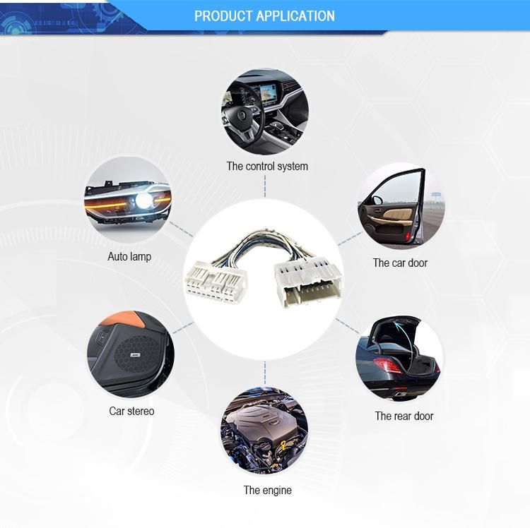 Customized Automotive 16 Pin Car Stereo Cable Assembly Wire Harness
