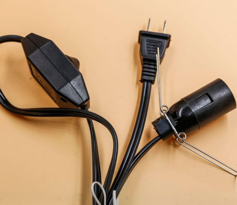 USA 2 Pin Plug to E12 Lamp Socket Lamp Power Cord with Dimmer Switch