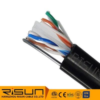 CAT6 Solid Aerial Cable with Messenger Ethernet Cable