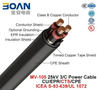 Mv-105, Power Cable, 25 Kv, 3/C, Cu/Epr/Cts/CPE (ICEA S-93-639/NEMA WC71/UL 1072)