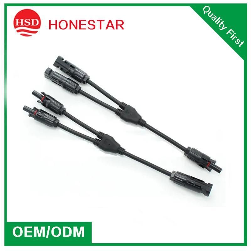 600V Waterproof Solar Power PV Wire Harness 2 to 1 Y Branch Connector Cable