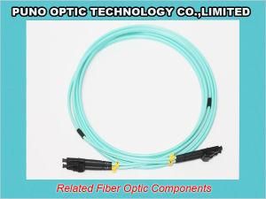 10 Gig Aqua Fiber Optic LC Uniboot Reversible OM3 Jumper Zipcord Assembly