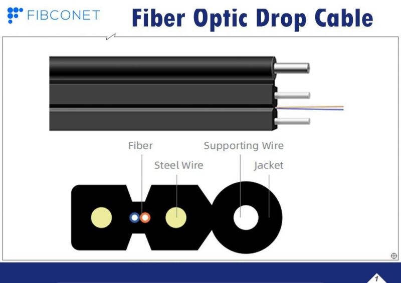 FTTH Outdoor 1 2 4 Core G657A1 G657A2 Gjyxch GJYXFCH Fiber Optic Drop Cable