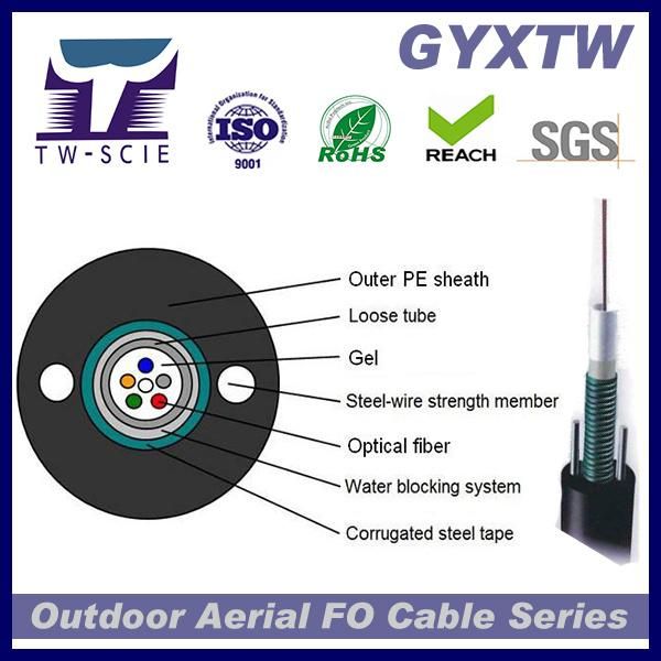 Aerial 2-12f Fibre Optic Cable GYXTW for Outdoor Use