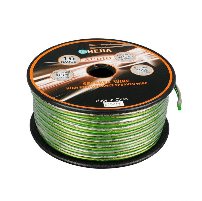 16AWG Green Twin Speaker Cable with OFC Copper Conductor UL