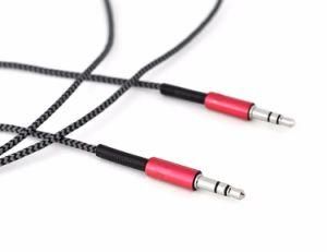 Strong Nylon Braide 3.5mm Spring Wire Aux Audio Cable Stereo Stainless Steel Spring Aux Cable for Speaker PC Phone