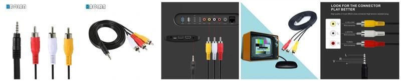 Audio and Video Cable 3.5mm to 3 RCA Male Stereo Cable 3 FT Black RCA Cable