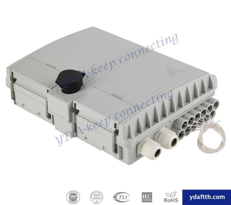 FTTH Fiber Optic Distribution Box 1in/16 Cores Black PLC Splitter Terminal Box