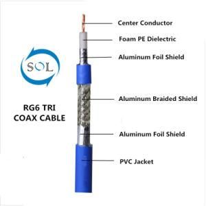 75ohm Blue Jacket Three Shield RG6 Coaxial Cable