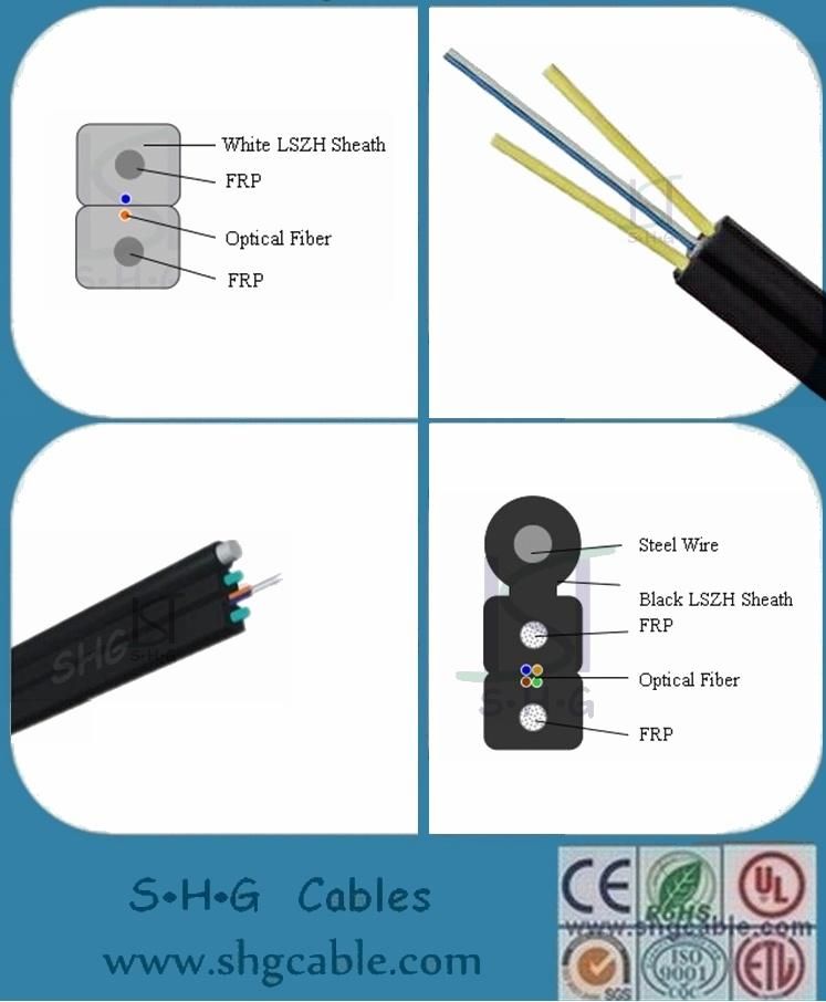 Hot Sale Low Cost Factory Price All Dielectric 1/2/4 Cores Fibers Drop FTTH Fiber Optic Cable (GJYXFCH)