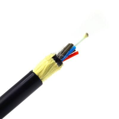 Outdoor 6 12 24 48 Core G652D Aerial Single Mode Double Jacket Self-Supporting ADSS Fiber Optic Cable