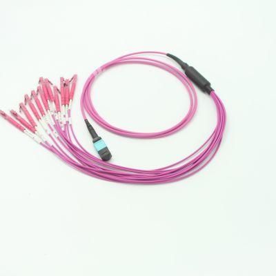 LC-MPO (Female) Om4 Fiber Optic Multimode Multicores 12 Cores 2.0mm Fanout Patch Leads with 5 Meters
