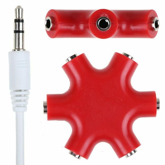 6 Ports Hub 3.5mm Audio Adapter for Mobile Phone Music