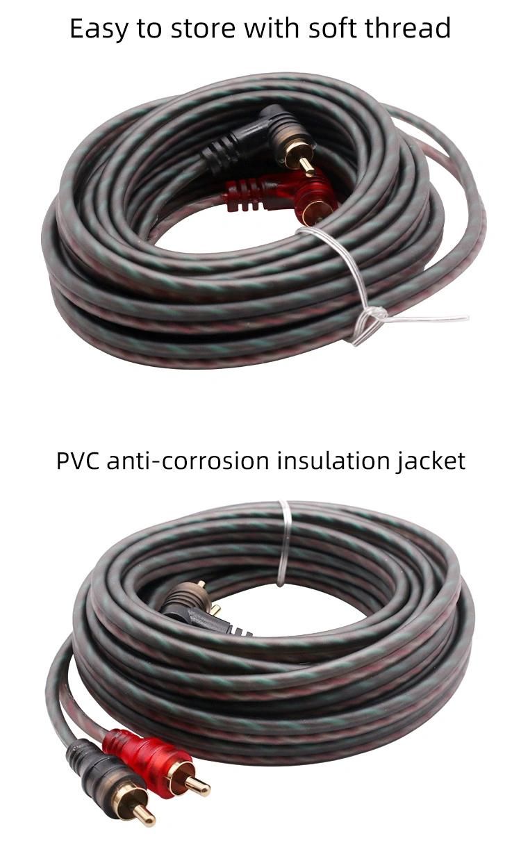 RCA Cable for 2 Channel Male to Male Pure Copper Car Audio RCA Cable 5m