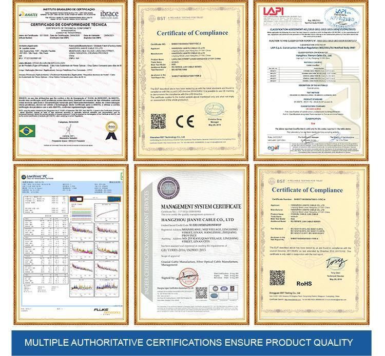 Factory Price All Dielectric 1/2/4 Cores Fibers Drop (GJYXFCH) FTTH Fiber Optic Cable